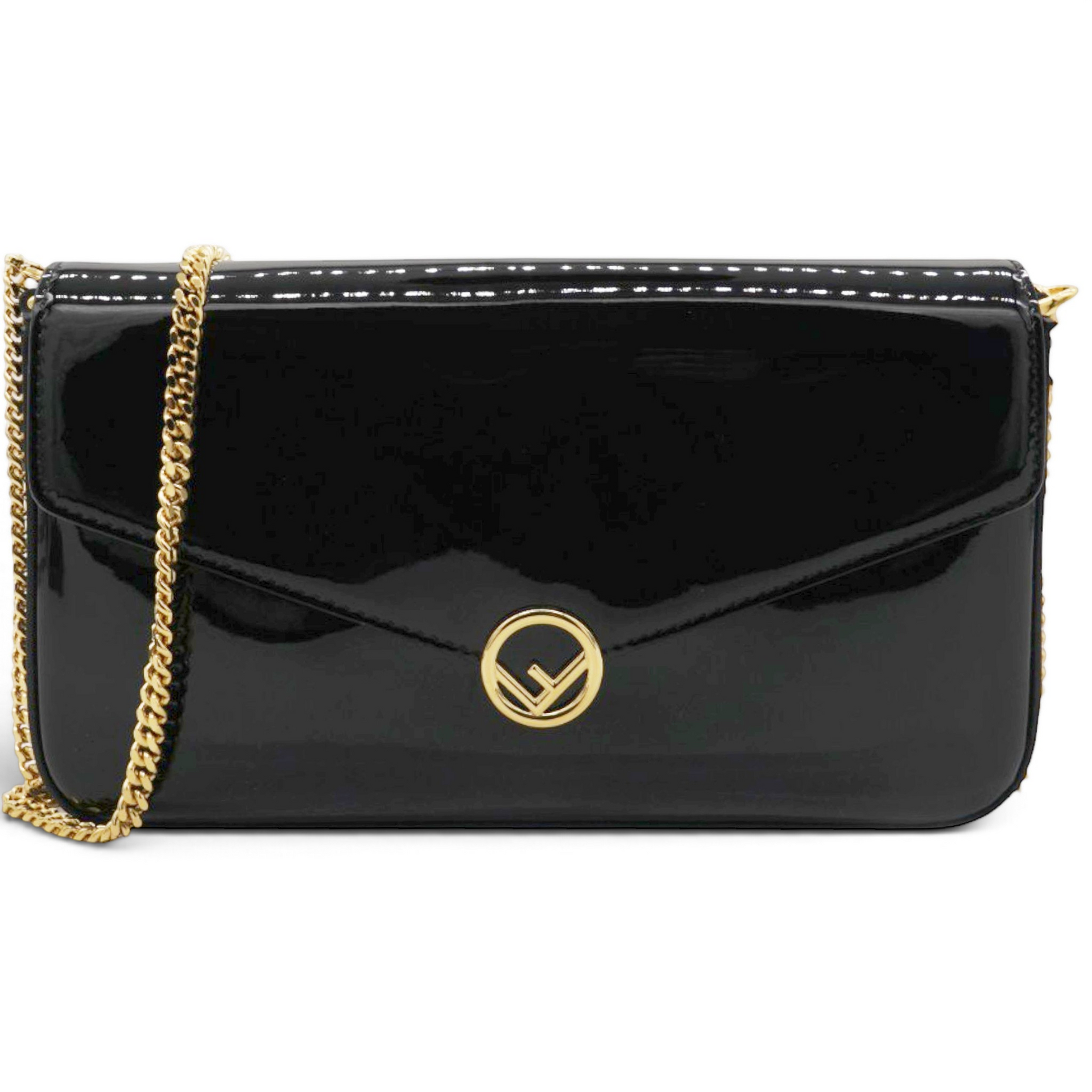 Fendi Vitello Cruise F is Fendi Envelope Wallet on Chain with Pouches Black 