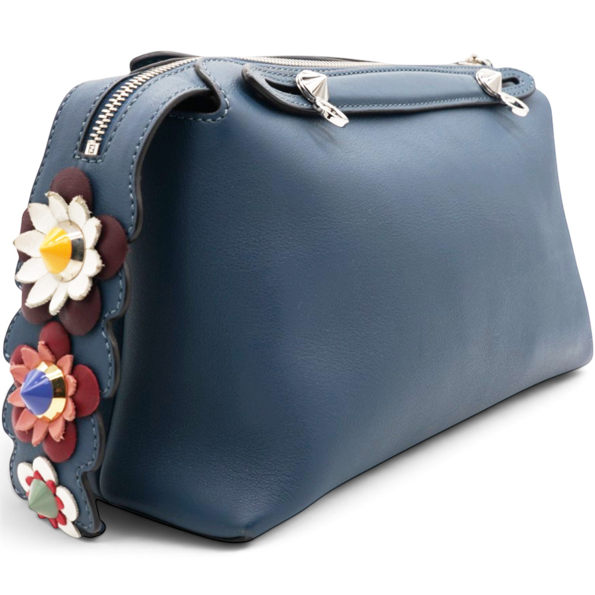 Fendi Vitello Dolce Marmol Medium By The Way Boston Bag Blue 