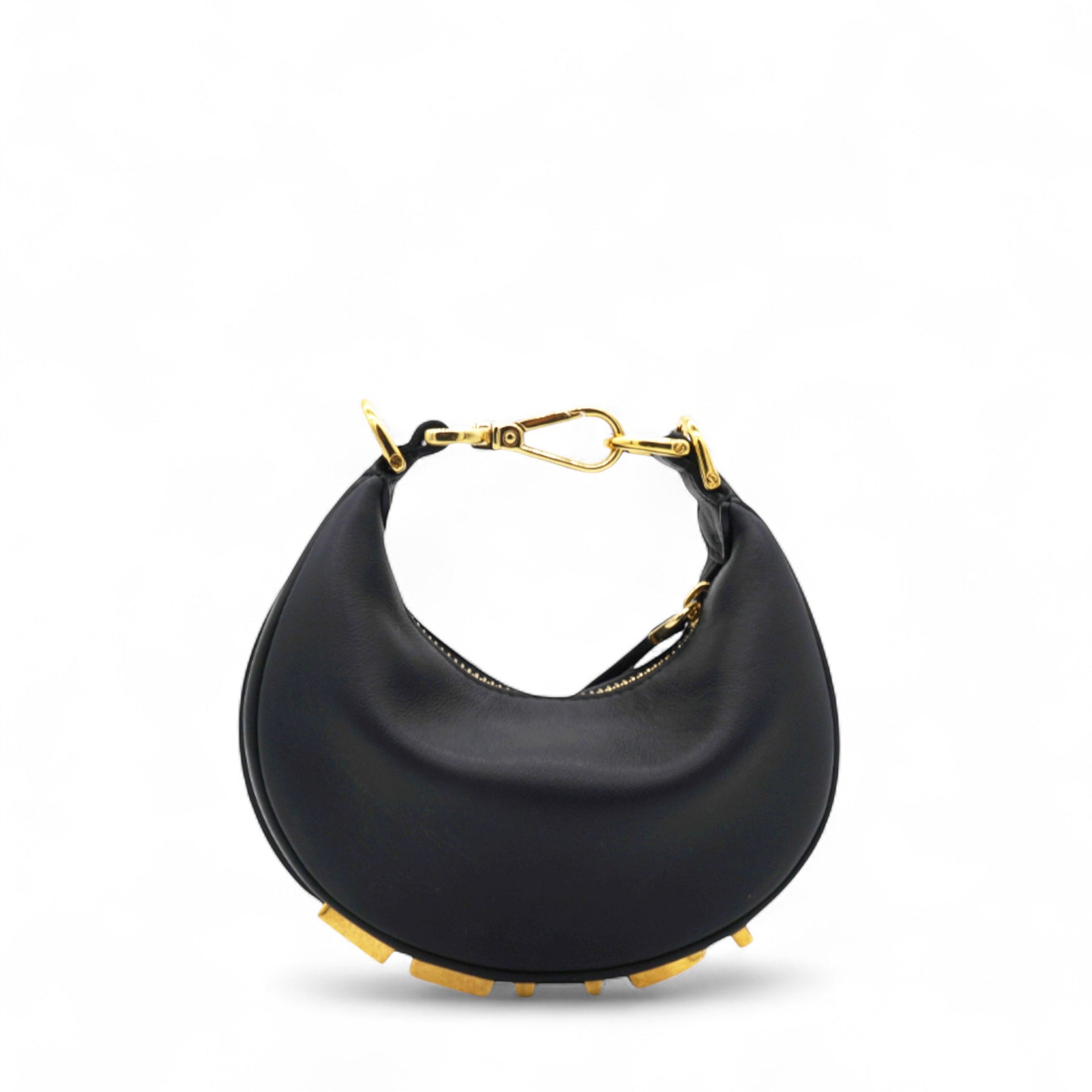  Fendi Vitello Grace Matte Nano Fendigraphy Hobo Charm Black  