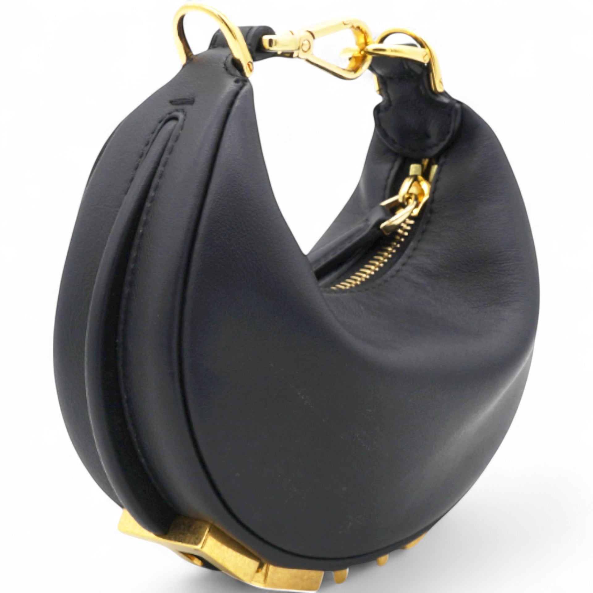 Fendi Vitello Grace Matte Nano Fendigraphy Hobo Charm Black  