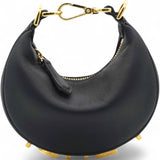 Fendi Vitello Grace Matte Nano Fendigraphy Hobo Charm Black  