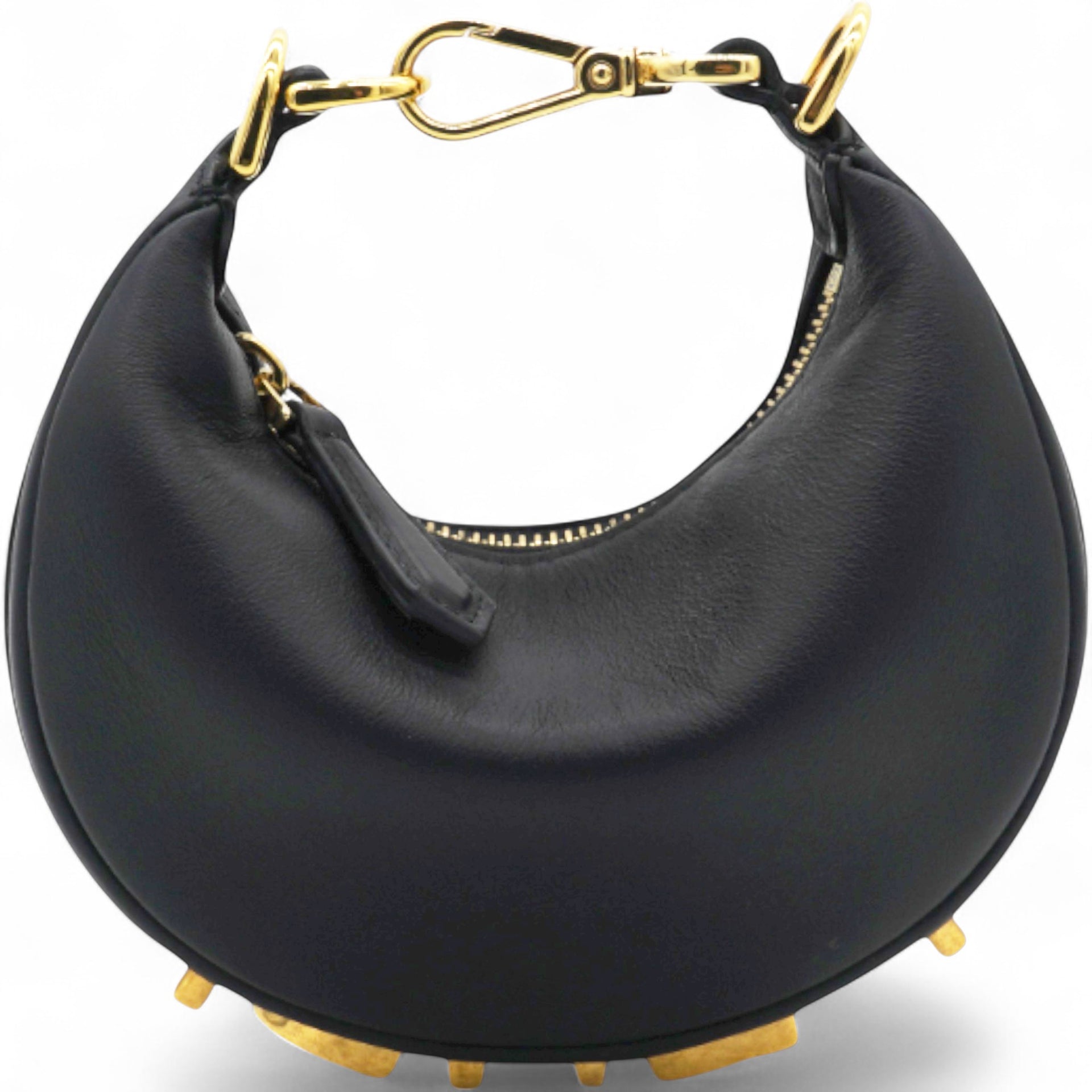 Fendi Vitello Grace Matte Nano Fendigraphy Hobo Charm Black  