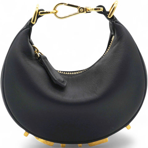 Fendi Vitello Grace Matte Nano Fendigraphy Hobo Charm Black  