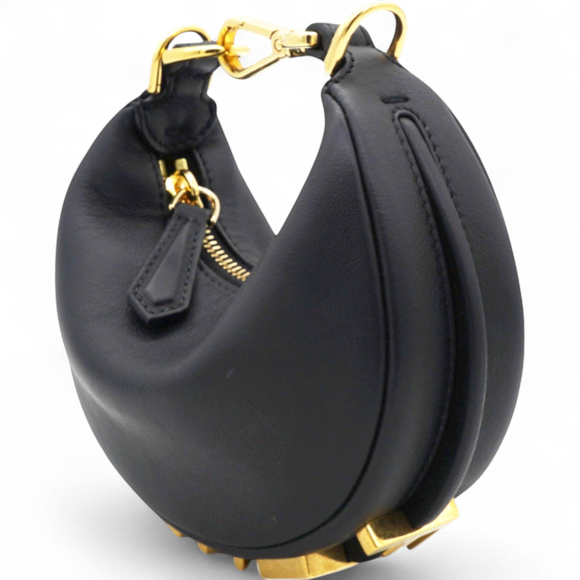 Fendi Vitello Grace Matte Nano Fendigraphy Hobo Charm Black  