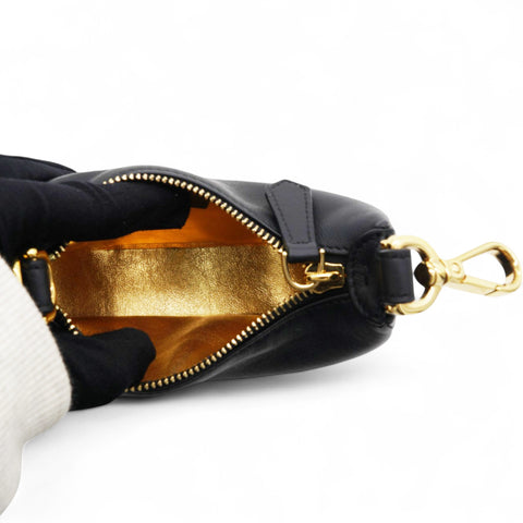 Fendi Vitello Grace Matte Nano Fendigraphy Hobo Charm Black  