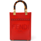 Fendi Vitello King Plexiglass Logo Embossed Mini Fendi Sunshine Shopper Tote Papavero 