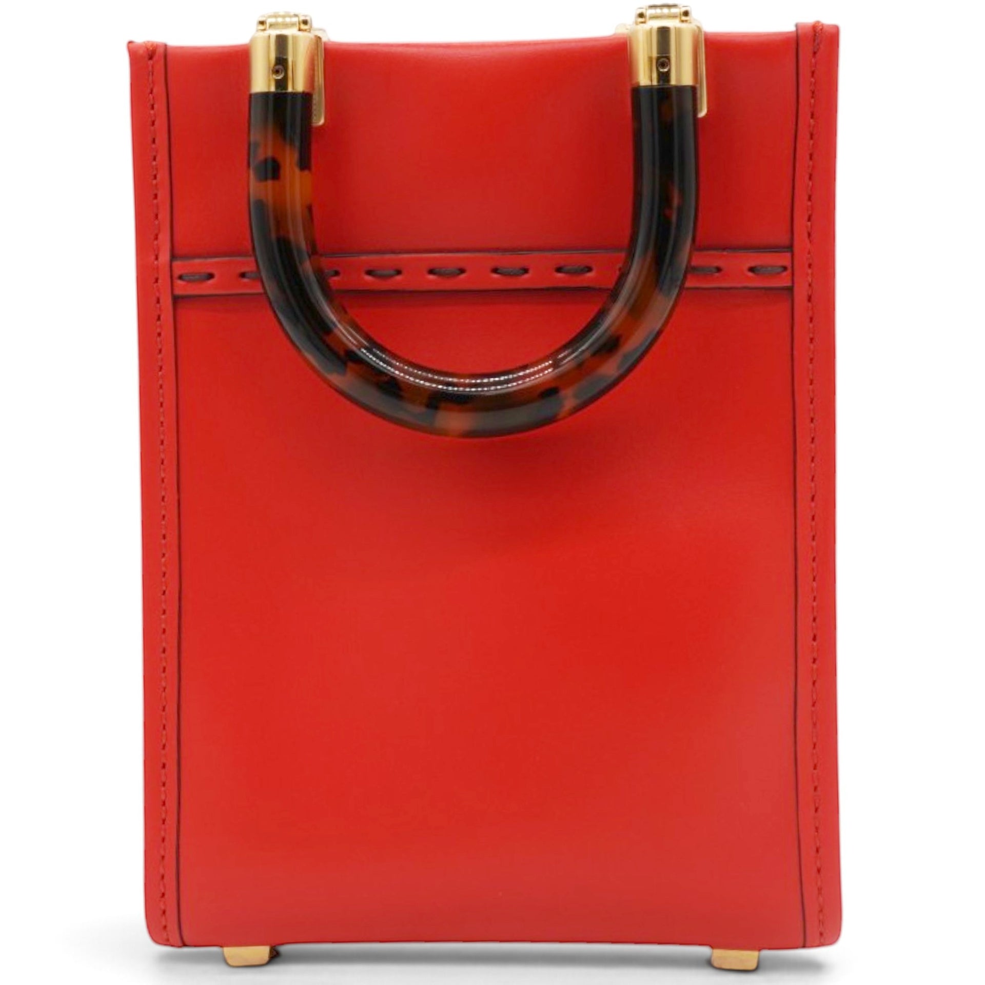 Fendi Vitello King Plexiglass Logo Embossed Mini Fendi Sunshine Shopper Tote Papavero 