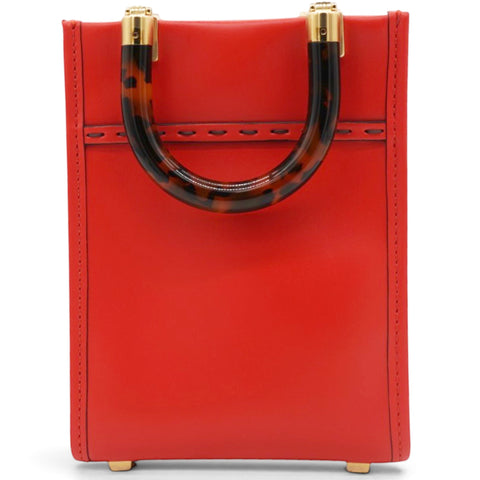 Fendi Vitello King Plexiglass Logo Embossed Mini Fendi Sunshine Shopper Tote Papavero 