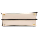  Fendi Vitello Seta Shiny Nappa Floral Embroidered Petite Peekaboo I SEE U Satchel Camelia White Ice 