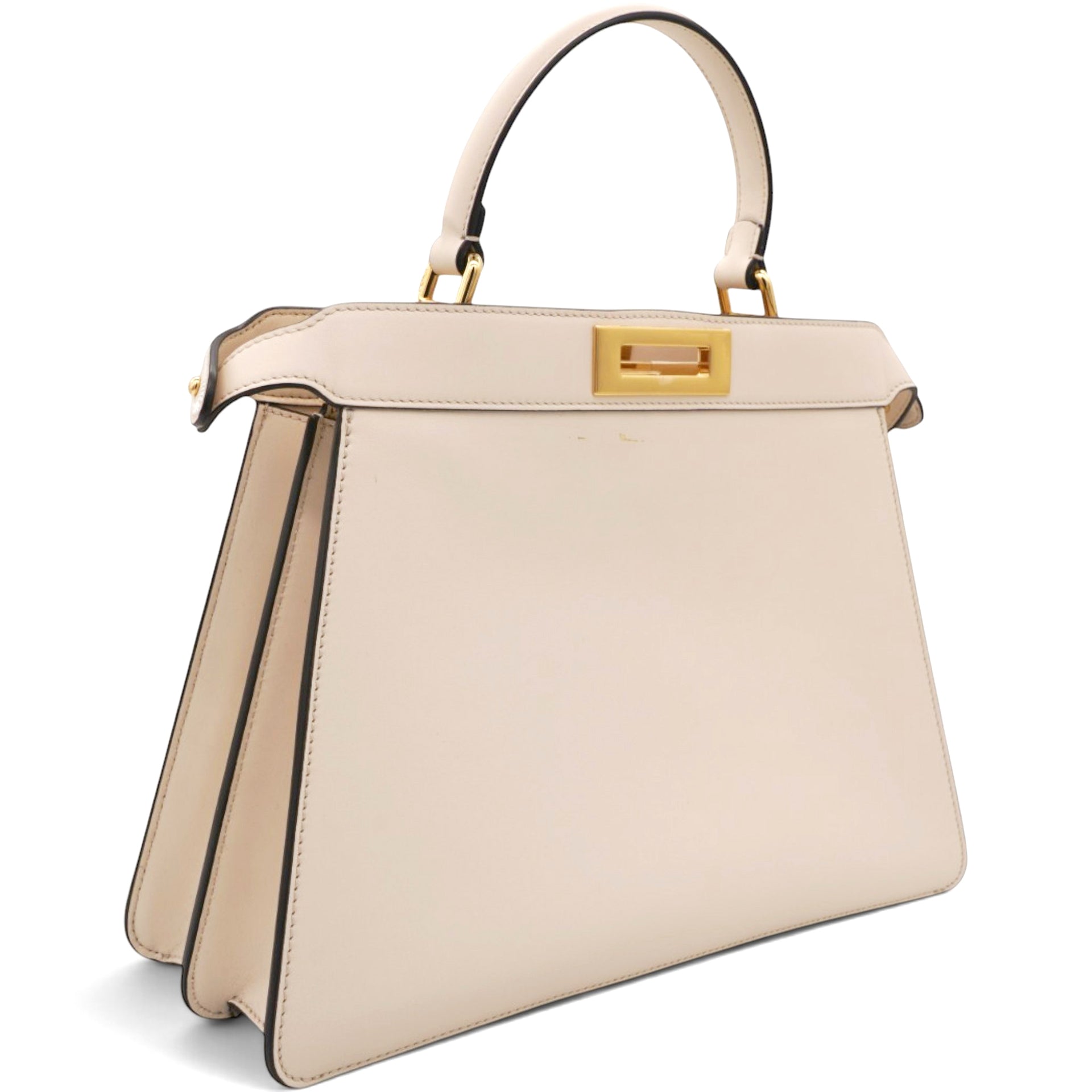  Fendi Vitello Seta Shiny Nappa Floral Embroidered Petite Peekaboo I SEE U Satchel Camelia White Ice  