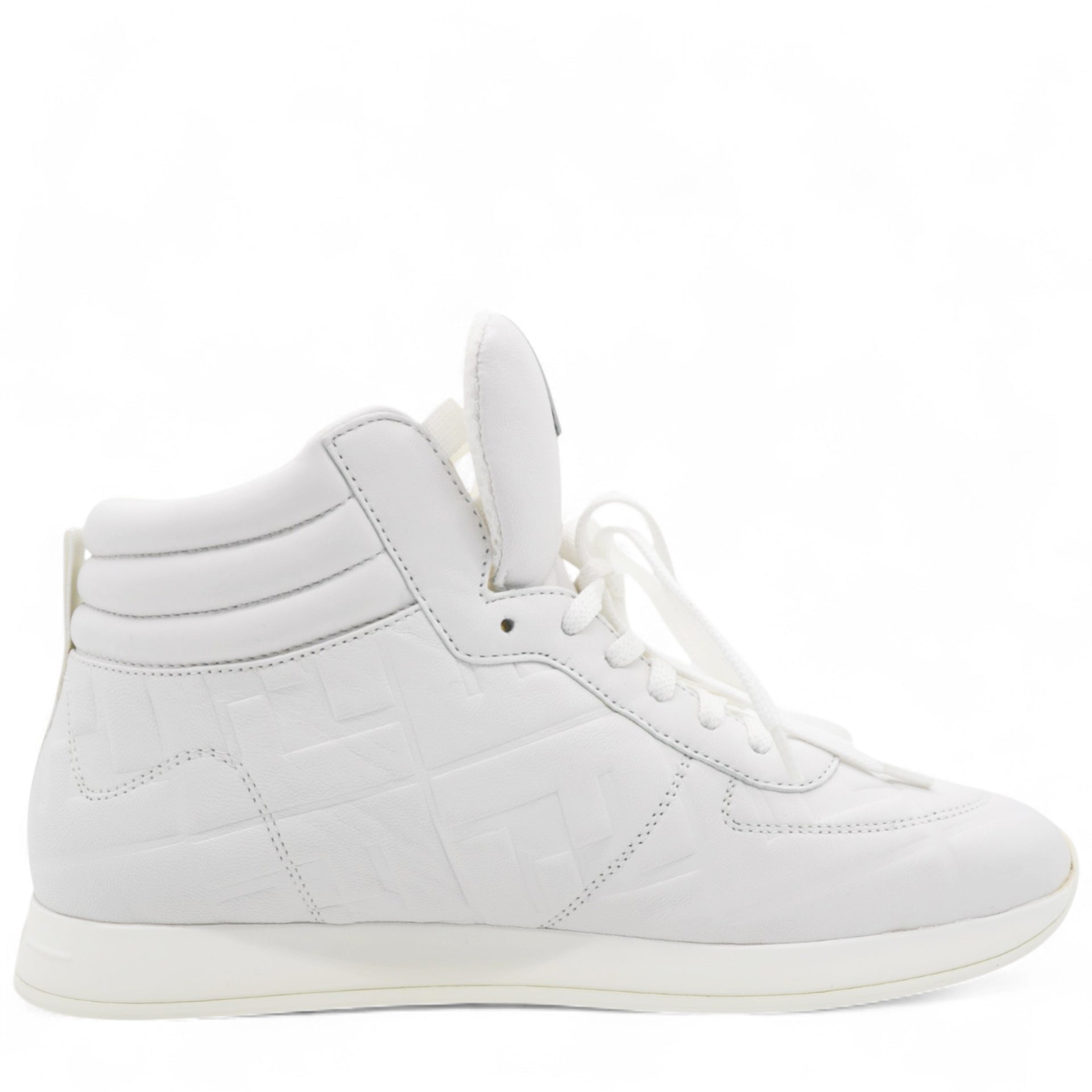 Fendi White Leather FF High Top Sneakers Size37 