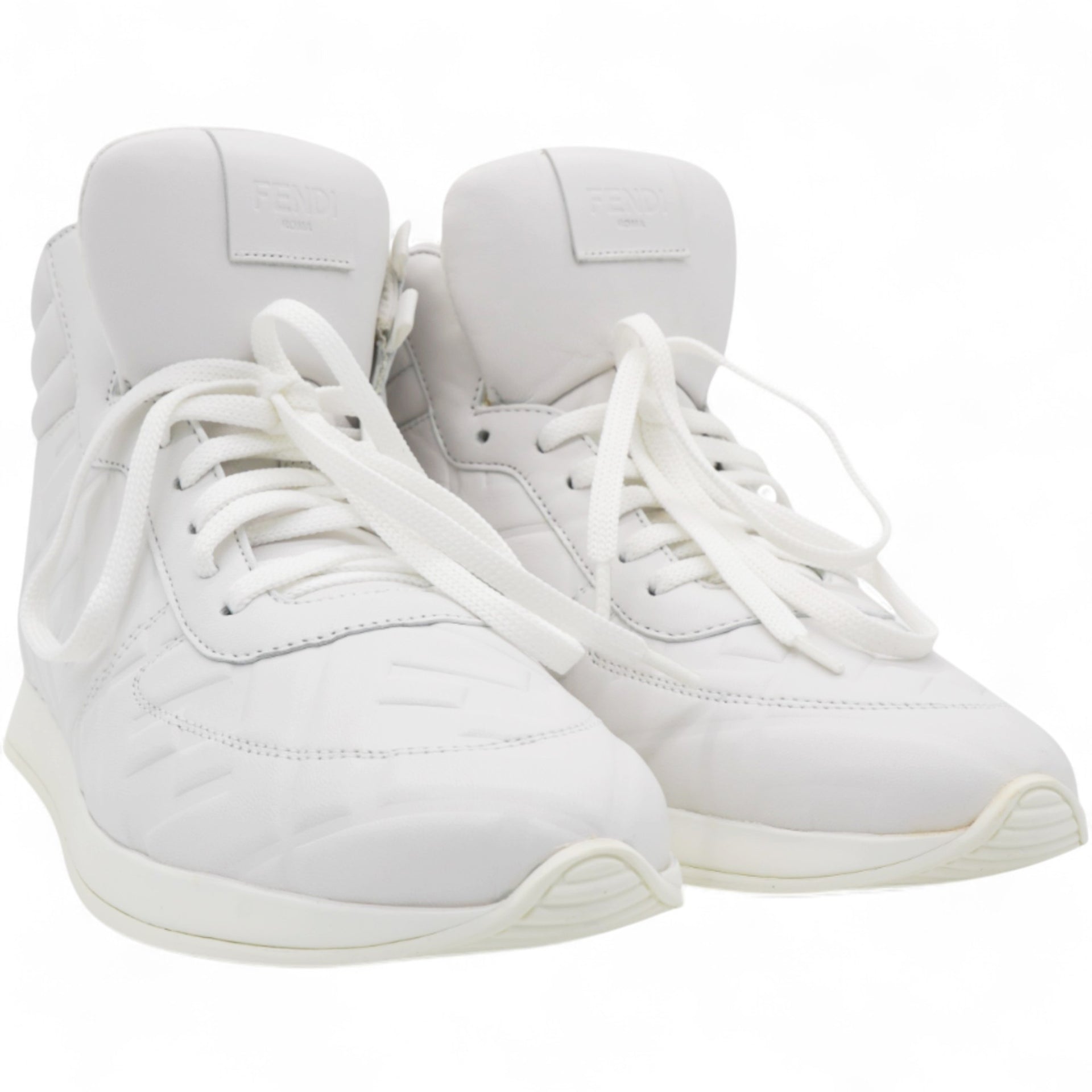 Fendi White Leather FF High Top Sneakers Size37 – STYLISHTOP