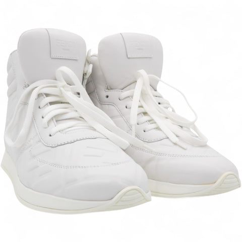 Fendi White Leather FF High Top Sneakers Size37 