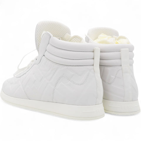 Fendi White Leather FF High Top Sneakers Size37 