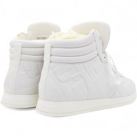 Fendi White Leather FF High Top Sneakers Size37 