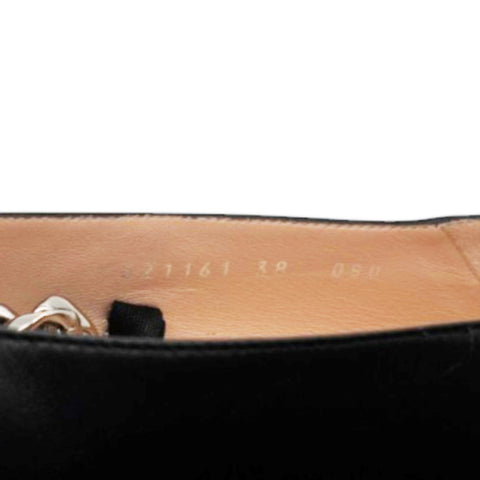 GUCCI Black Leather Deva Horesebit Chain Link Ballet Flats Size38 