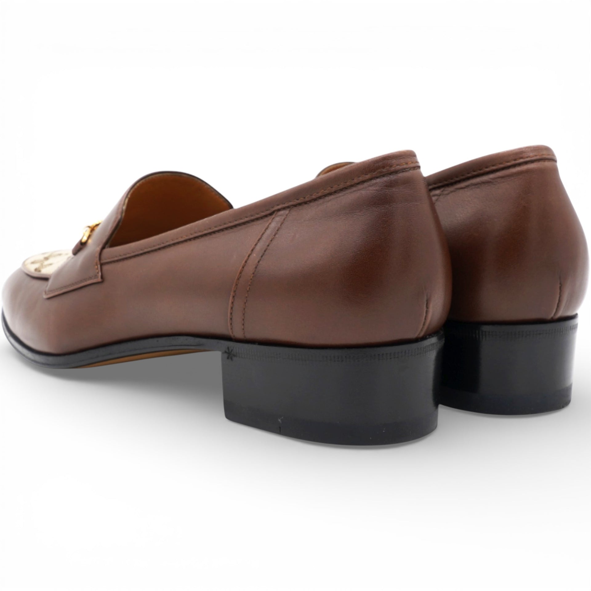 GUCCI Canvas GG Monogram Horsebit Loafers Size38.5