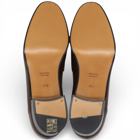 GUCCI Canvas GG Monogram Horsebit Loafers Size38.5