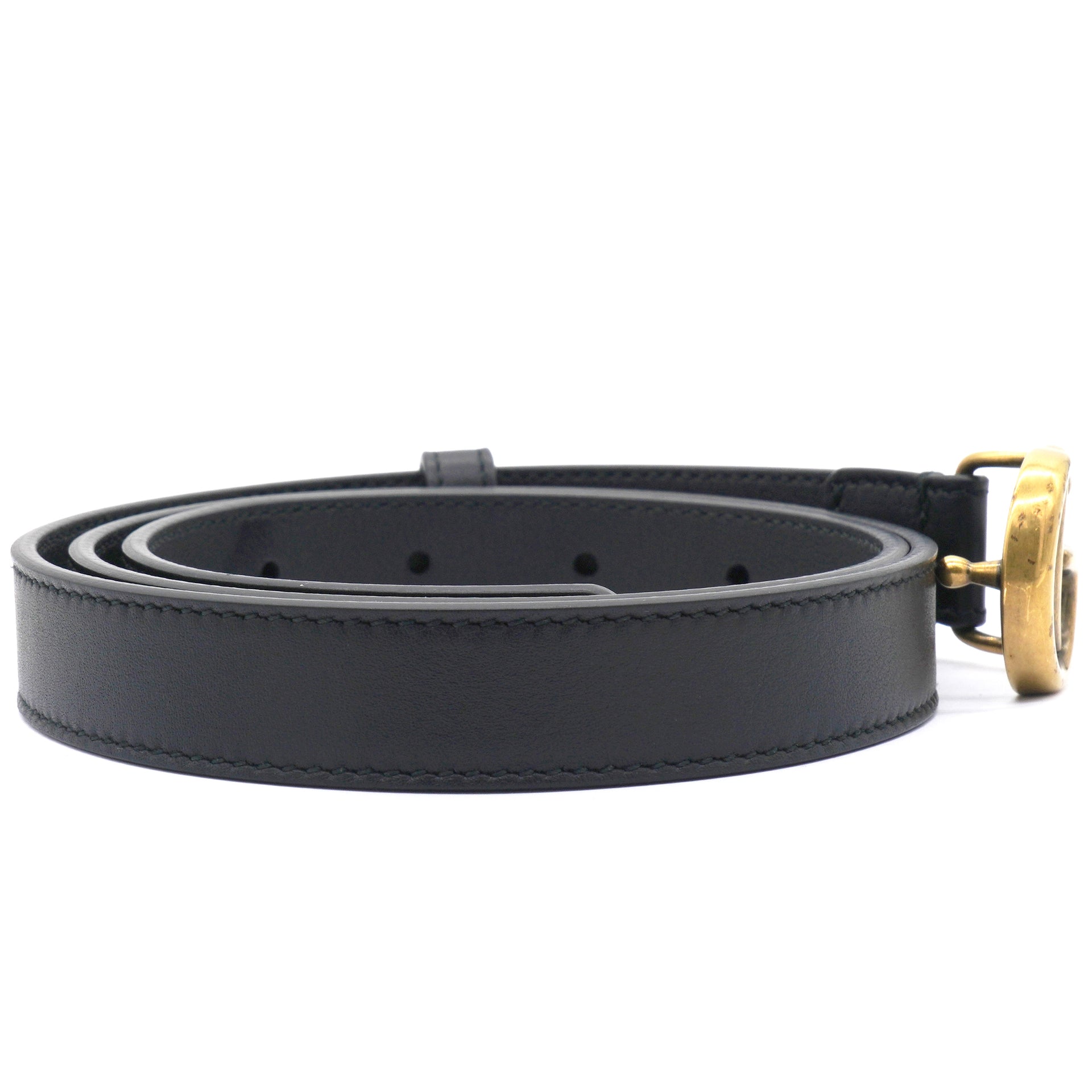 GUCCI Double G 20mm Belt 80 32 Black 