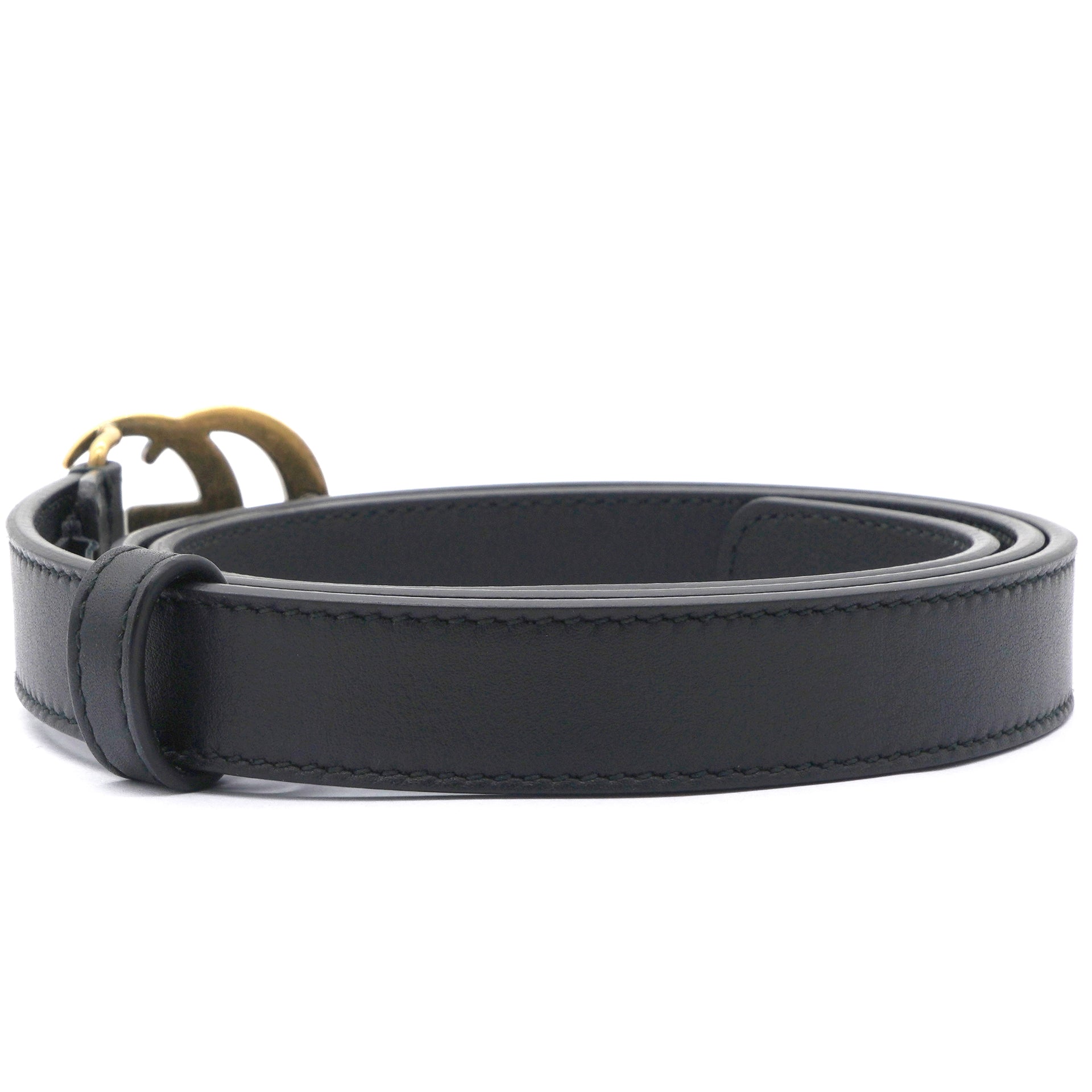 GUCCI Double G 20mm Belt 80 32 Black 