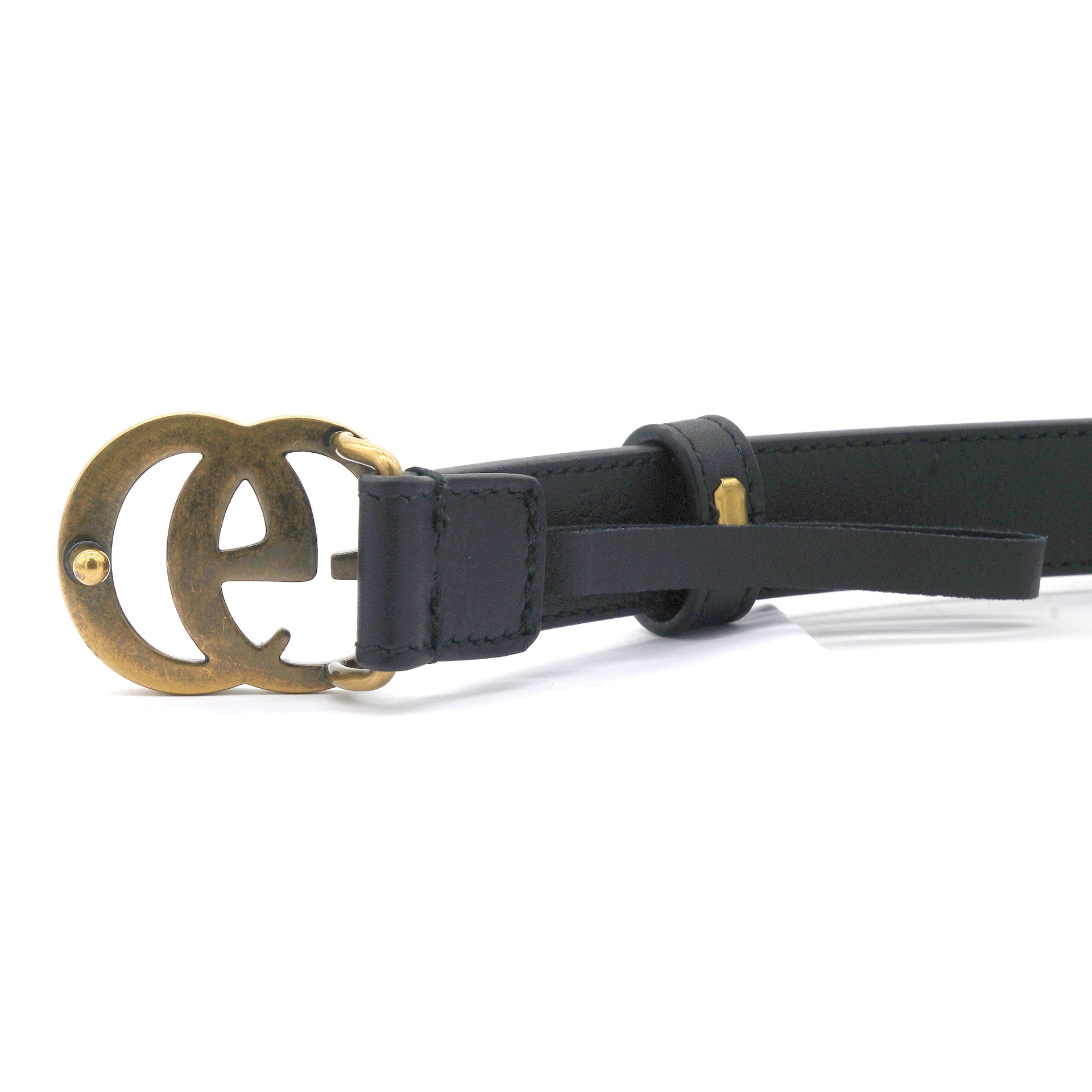 GUCCI Double G 20mm Belt 80 32 Black 