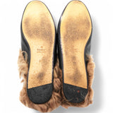 GUCCI Fur Womens Princetown Mules Black Size36 