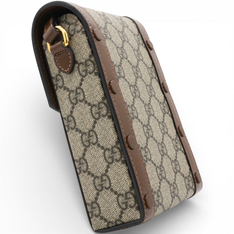 GUCCI GG Supreme Monogram Horsebit Vertical Phone Bag