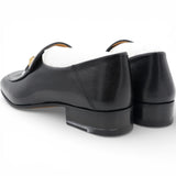 GUCCI Goatskin Womens Horsebit Mid-Heel Loafers Size37 