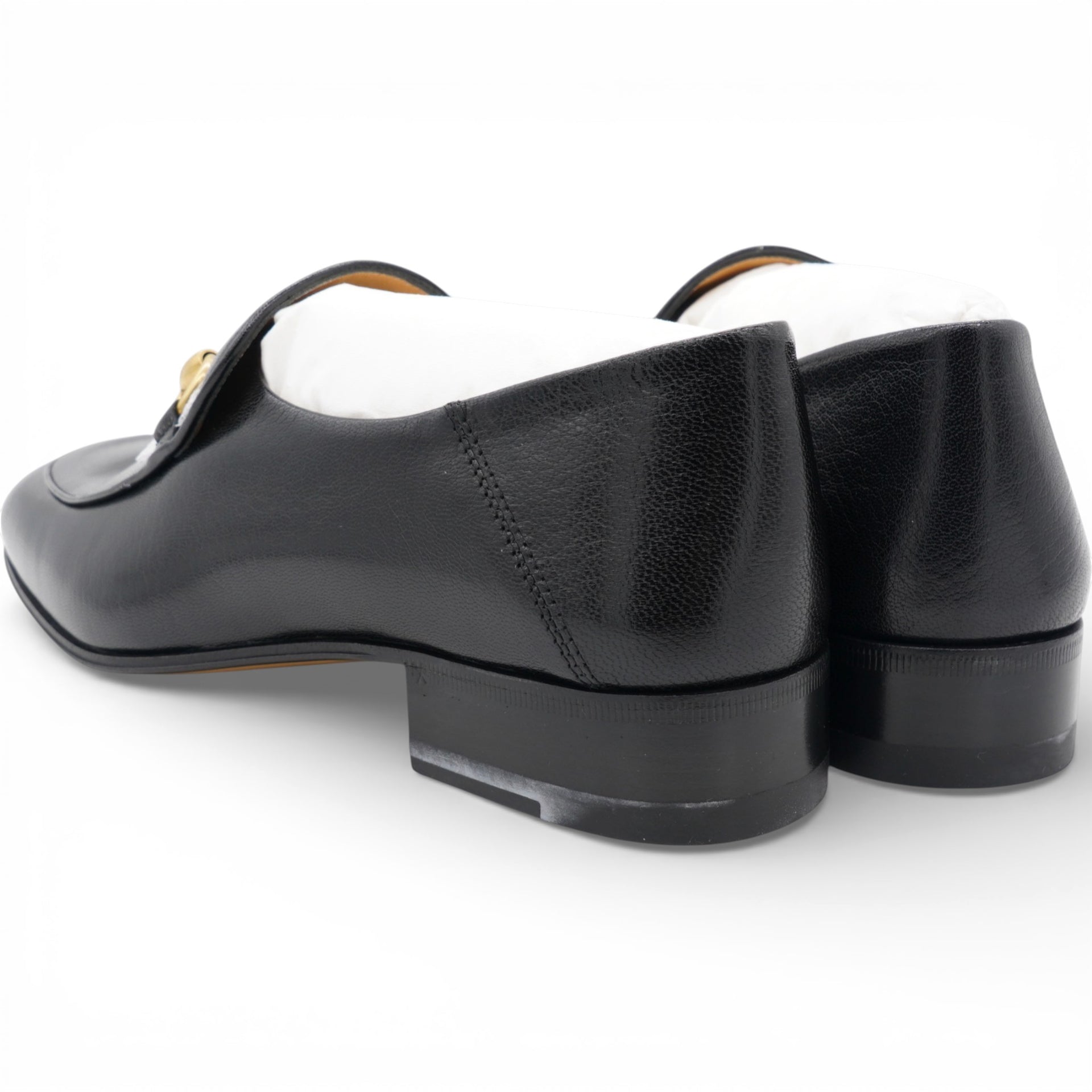 GUCCI Goatskin Womens Horsebit Mid-Heel Loafers Size37 