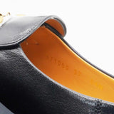 GUCCI Goatskin Womens Horsebit Mid-Heel Loafers Size37 