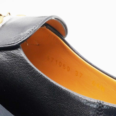 GUCCI Goatskin Womens Horsebit Mid-Heel Loafers Size37 