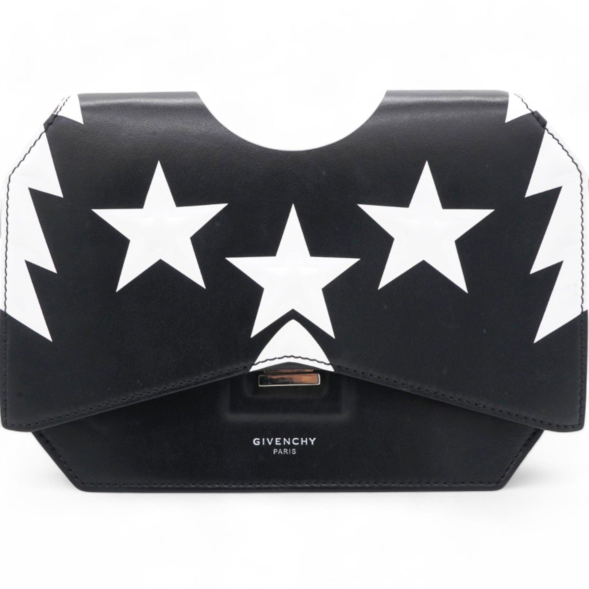 Givenchy Stars Wings Print Bow Cut Black/White Crossbody Bag in Leather 