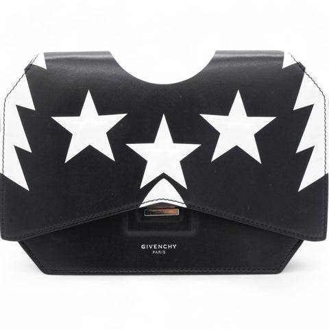 Givenchy Stars Wings Print Bow Cut Black/White Crossbody Bag in Leather 
