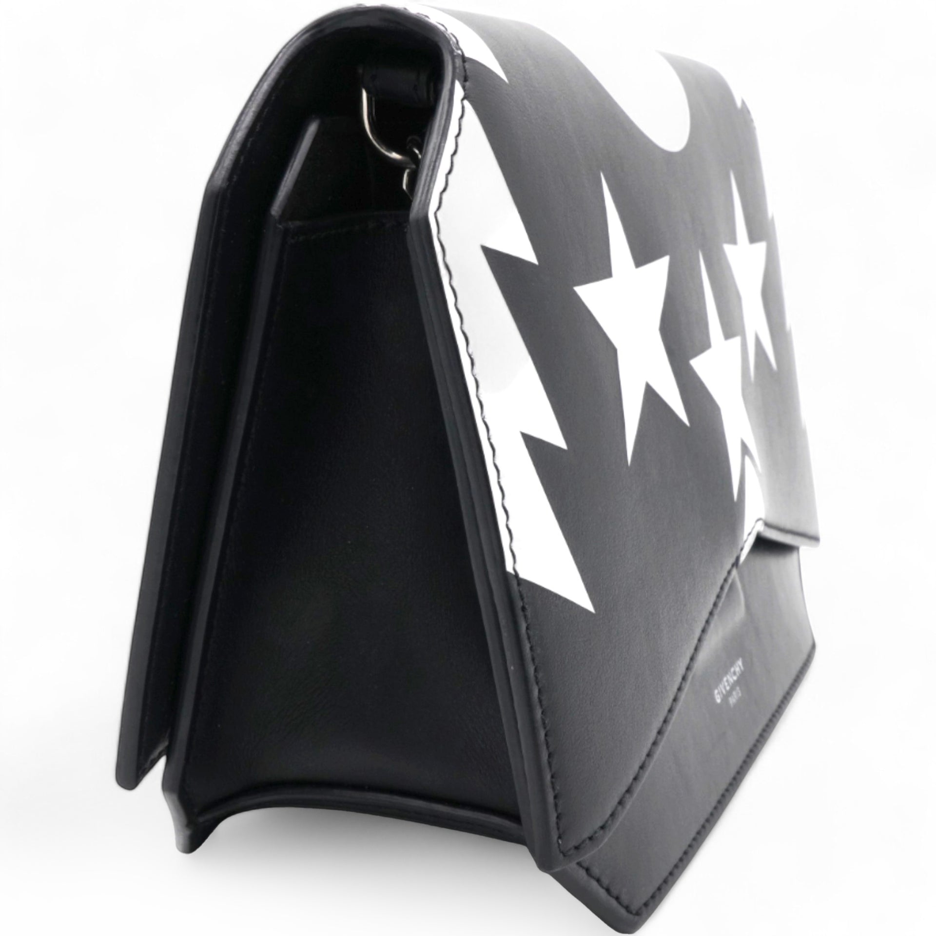 Givenchy Stars Wings Print Bow Cut Black/White Crossbody Bag in Leather 