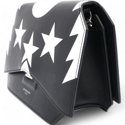 Givenchy Stars Wings Print Bow Cut Black/White Crossbody Bag in Leather 