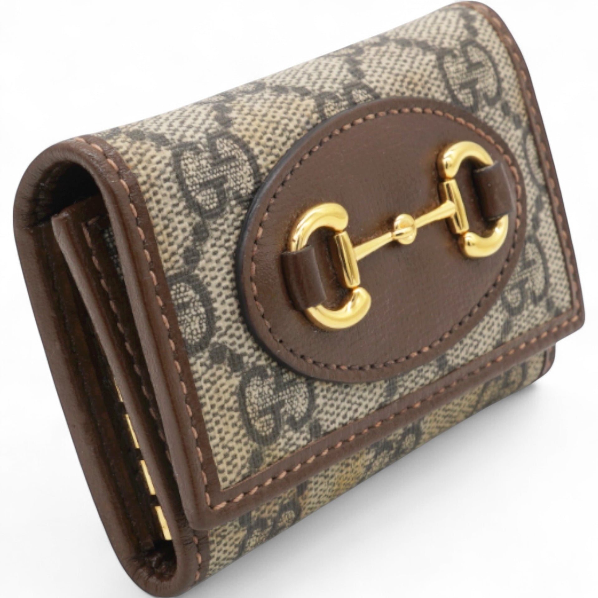 Gucci Beige/Ebony GG Supreme Canvas and Leather Horsebit Key Case 