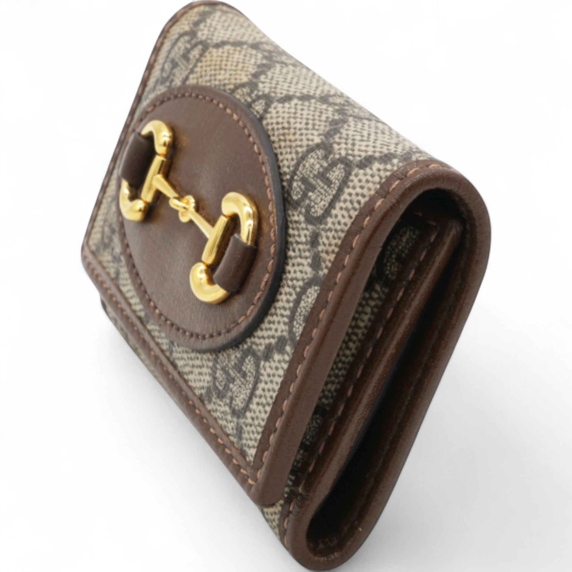 Gucci Beige/Ebony GG Supreme Canvas and Leather Horsebit Key Case 