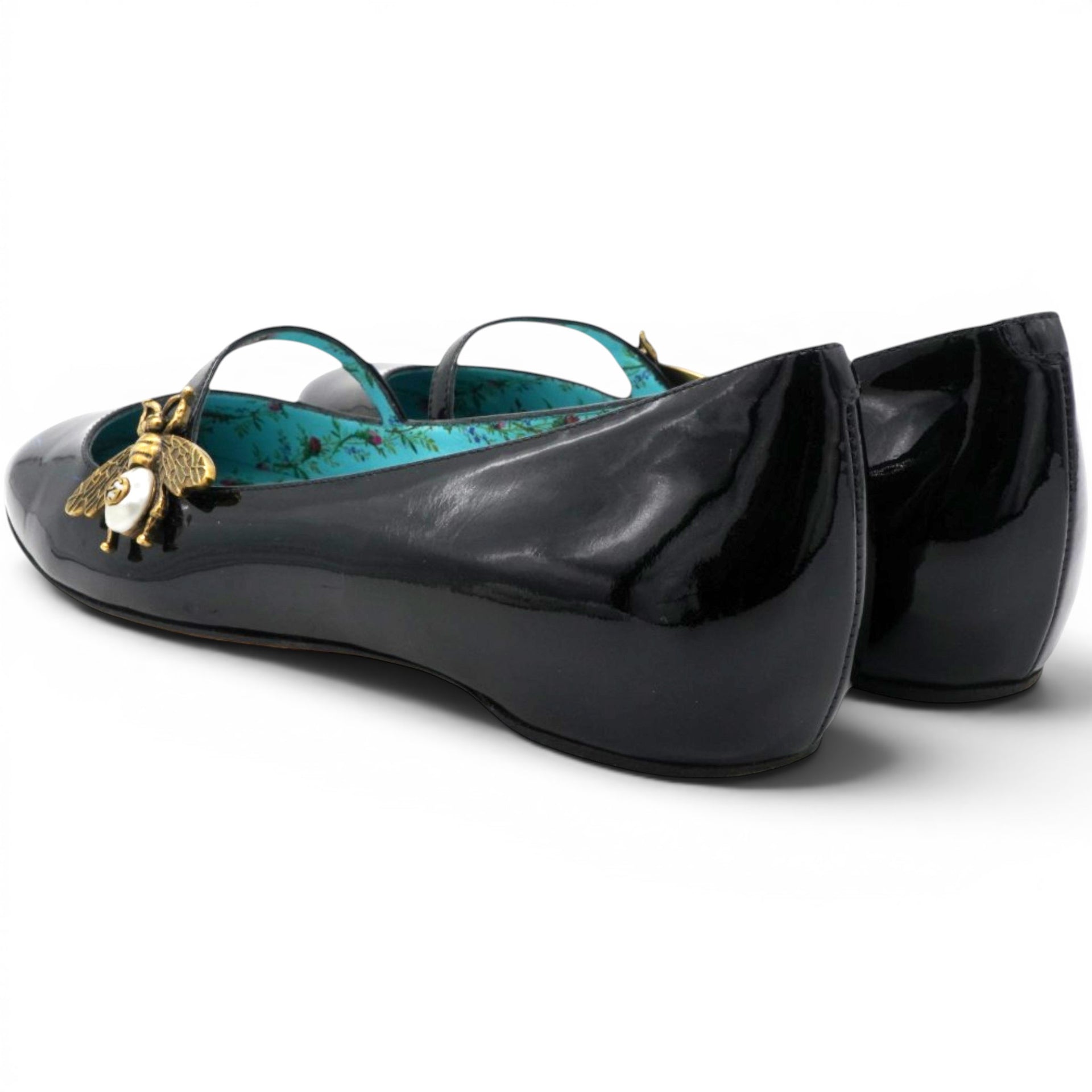 Gucci Black Patent Lois Bee Mary Jane Pumps Size37.5 