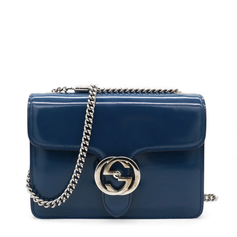 Gucci Blue Leather Small Interlocking G Shoulder Bag