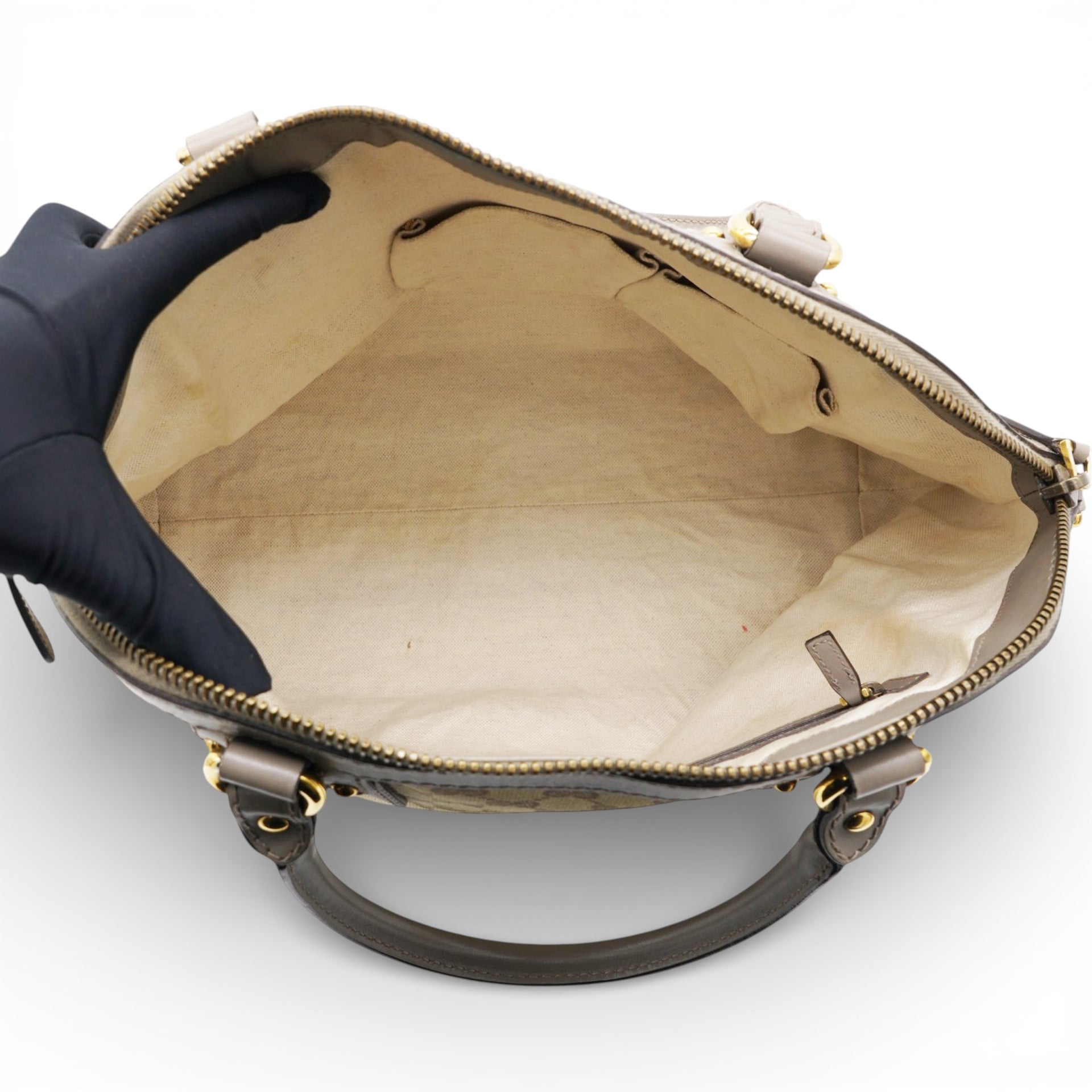 Gucci Brown/Beige GG Canvas and Leather Scarlett Interlocking G Satchel Tote 