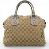 Gucci Brown/Beige GG Canvas and Leather Scarlett Interlocking G Satchel Tote 