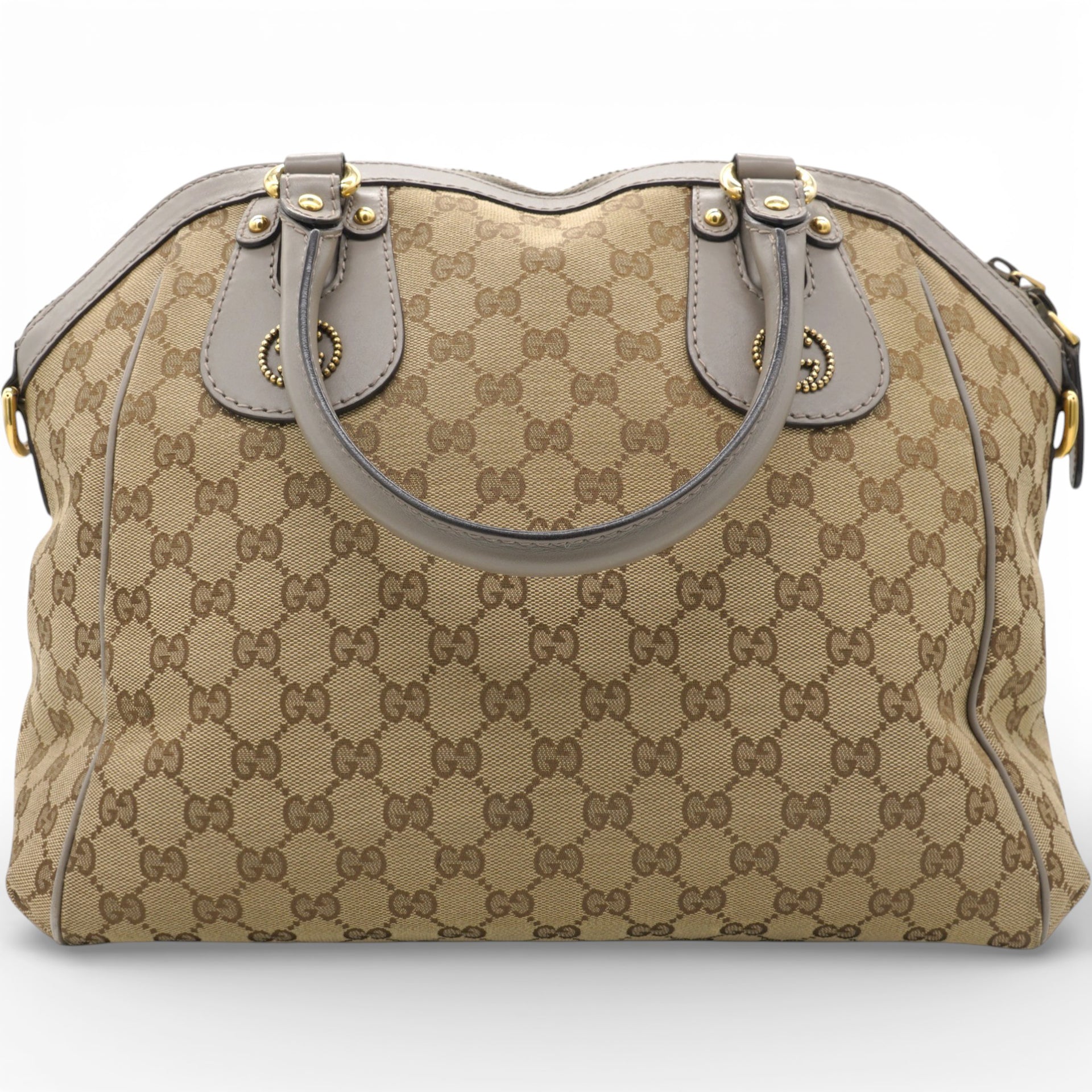 Gucci Brown/Beige GG Canvas and Leather Scarlett Interlocking G Satchel Tote 