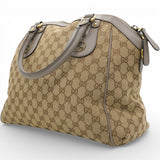 Gucci Brown/Beige GG Canvas and Leather Scarlett Interlocking G Satchel Tote 