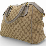 Gucci Brown/Beige GG Canvas and Leather Scarlett Interlocking G Satchel Tote 