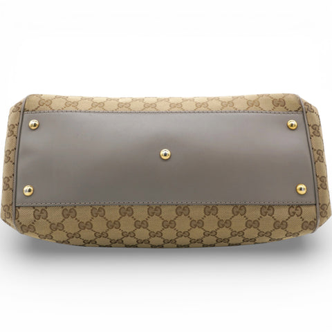 Gucci Brown/Beige GG Canvas and Leather Scarlett Interlocking G Satchel Tote 