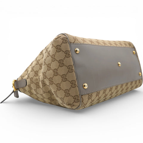 Gucci Brown/Beige GG Canvas and Leather Scarlett Interlocking G Satchel Tote 