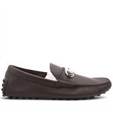 Gucci Calfskin Mens Horsebit Driver Loafers Brown Size10 