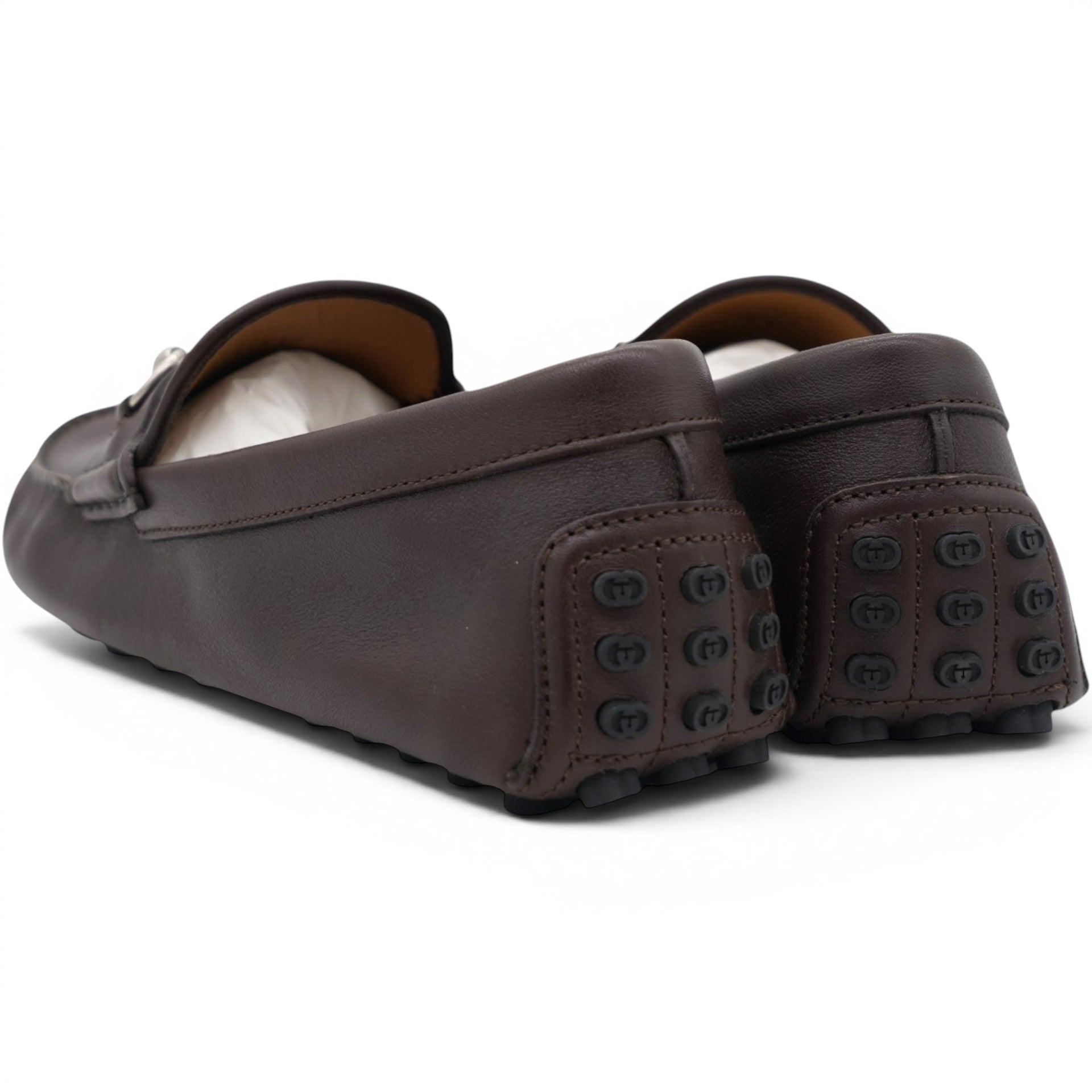 Gucci Calfskin Mens Horsebit Driver Loafers Brown Size10 
