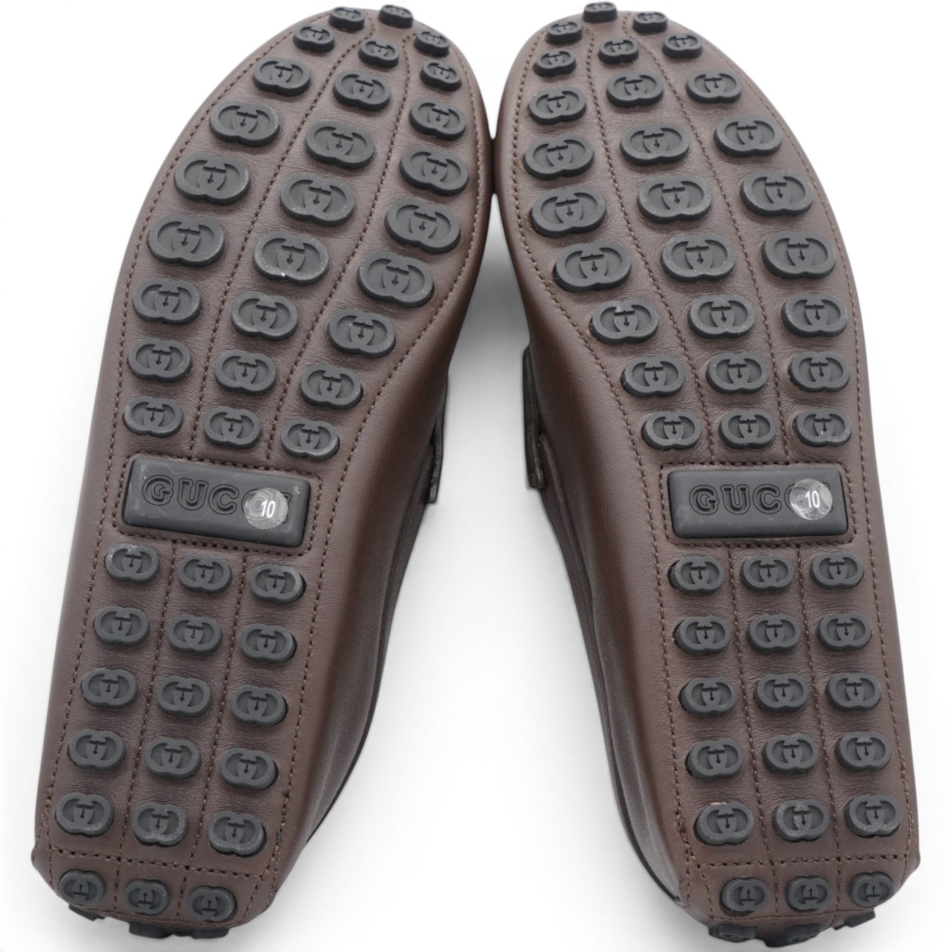 Gucci Calfskin Mens Horsebit Driver Loafers Brown Size10 