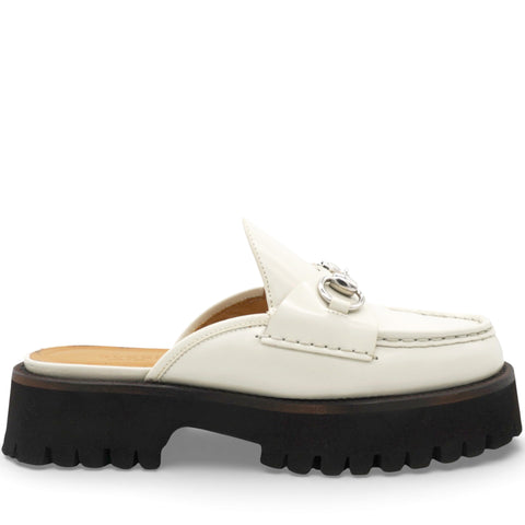 Gucci Cordovan Lux Horsebit Platform Mules Mystic White Size36.5